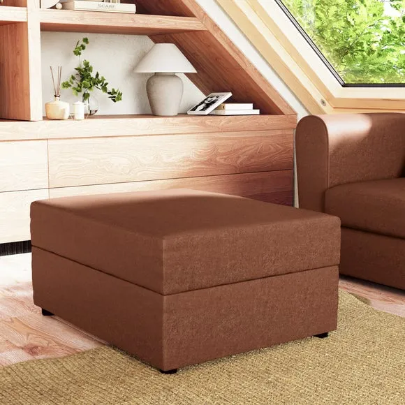 Rectangle Storage Footstool - Tan, Faux Leather image