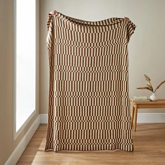 Rectangle Throw Blanket Checkerboard - Camel, Cotton