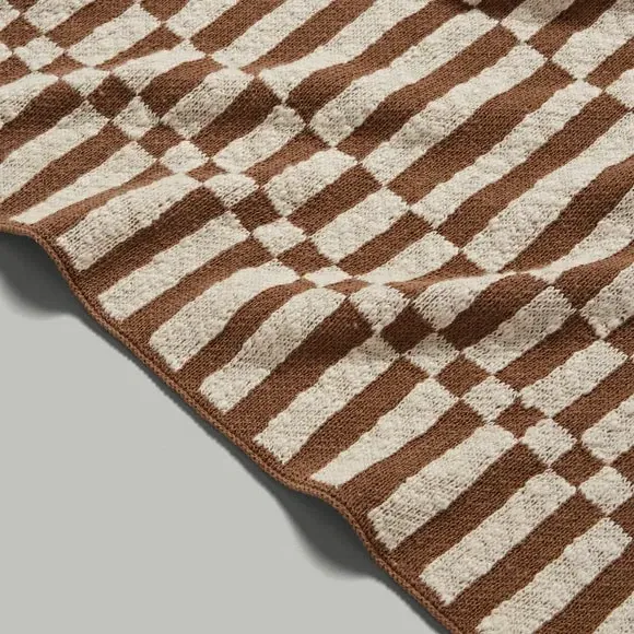 Rectangle Throw Blanket Checkerboard - Camel, Cotton