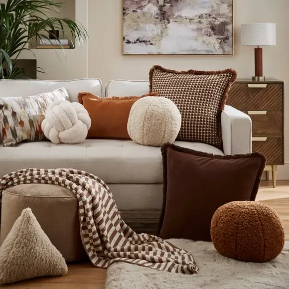 Rectangle Throw Blanket Checkerboard - Camel, Cotton