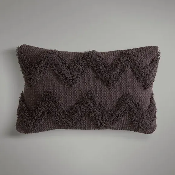 Rectangle Tufted Cushion - Grey, Cotton
