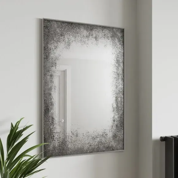 Rectangle Wall Mirror Distressed Edge - Black image