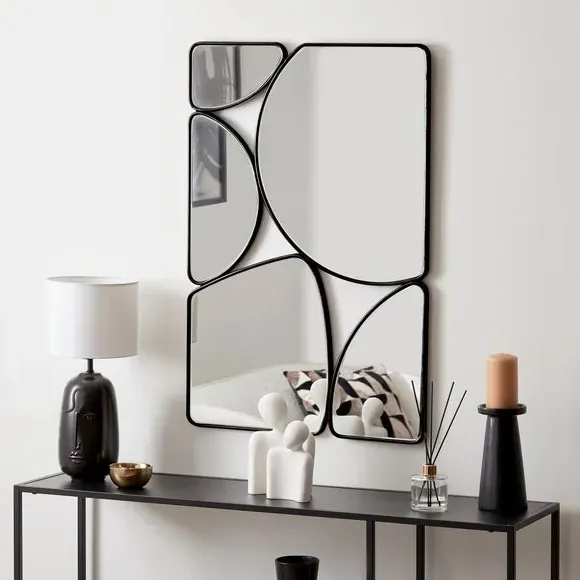 Rectangle Wall Mirror Multi Pebble - Black image