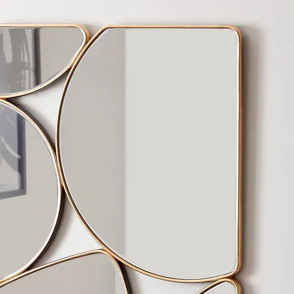 Rectangle Wall Mirror Multi Pebble - Gold