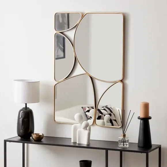 Rectangle Wall Mirror Multi Pebble - Gold
