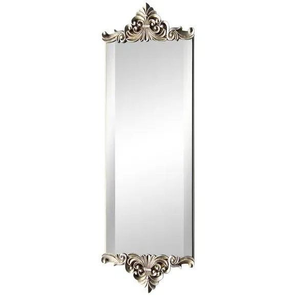 Rectangle Wall Mirror Ornate Frame - Silver