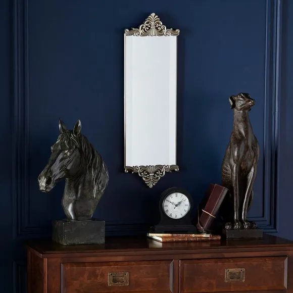 Rectangle Wall Mirror Ornate Frame - Silver