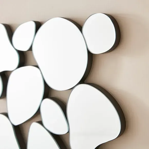 Rectangle Wall Mirror Pebble Design - Silver
