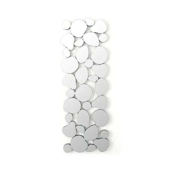 Rectangle Wall Mirror Pebble Design - Silver