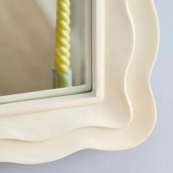Rectangle Wall Mirror Scalloped Frame - Cream
