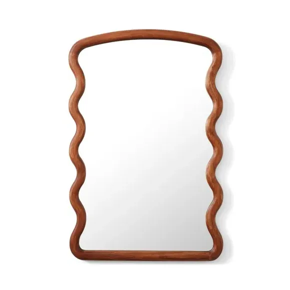 Rectangle Wall Mirror Wiggle Frame - Brown, Wood