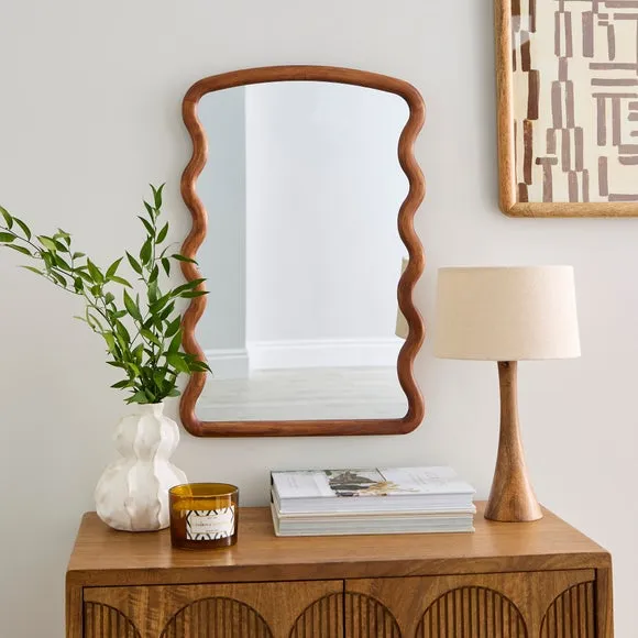 Rectangle Wall Mirror Wiggle Frame - Brown, Wood image