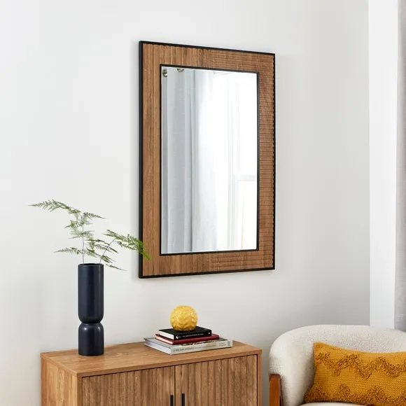 Rectangle Wall Mirror with Black Trim - Brown