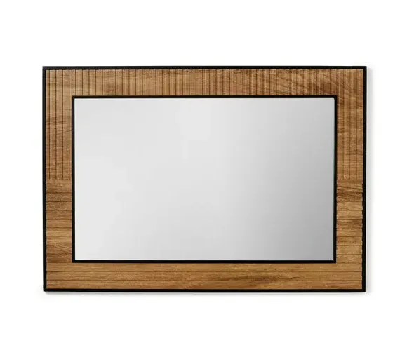 Rectangle Wall Mirror with Black Trim - Brown