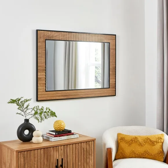 Rectangle Wall Mirror with Black Trim - Brown image