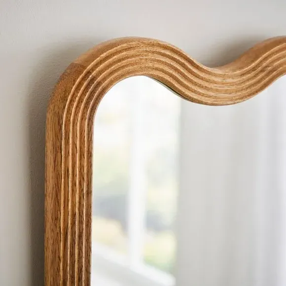 Rectangle Wall Mirror with Ribbed Detail - Natural