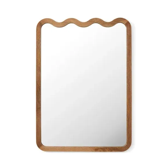 Rectangle Wall Mirror with Ribbed Detail - Natural