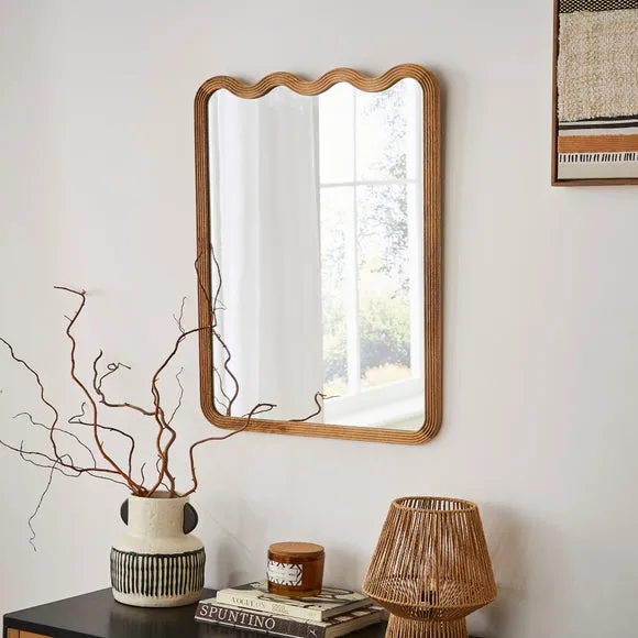 Rectangle Wall Mirror with Ribbed Detail - Natural image