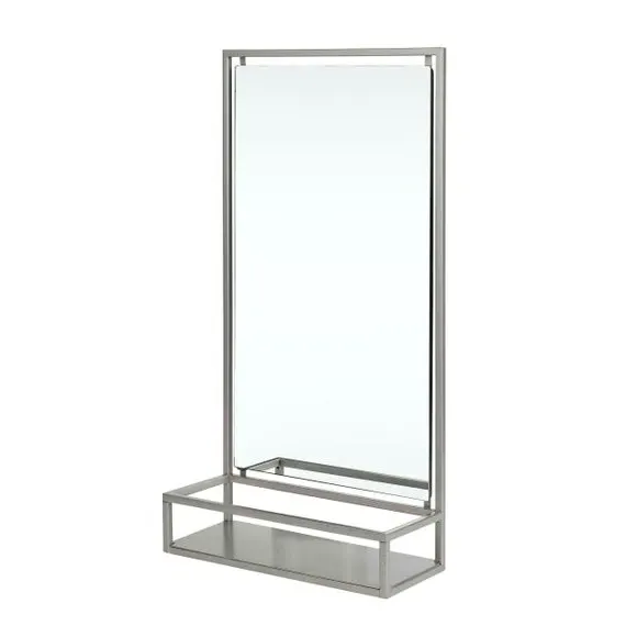 Rectangle Wall Mirror with Shelf - Chrome, Metal