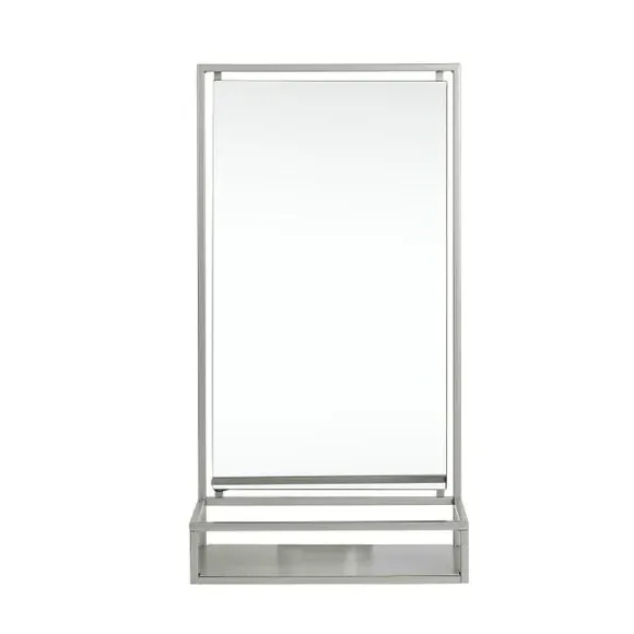 Rectangle Wall Mirror with Shelf - Chrome, Metal