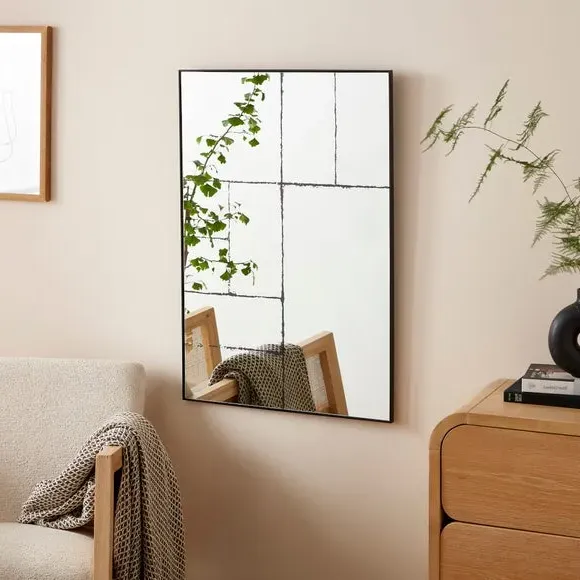 Rectangle Window Wall Mirror - Black image