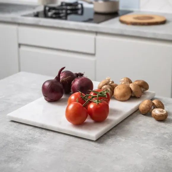 Rectangular Chopping Board - White, Marble image