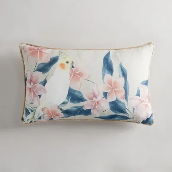 Rectangular Cushion Cockatiel Print - Multicolor