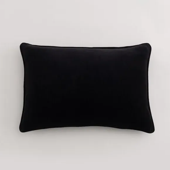Rectangular Cushion Cover - Black, Cotton Velvet