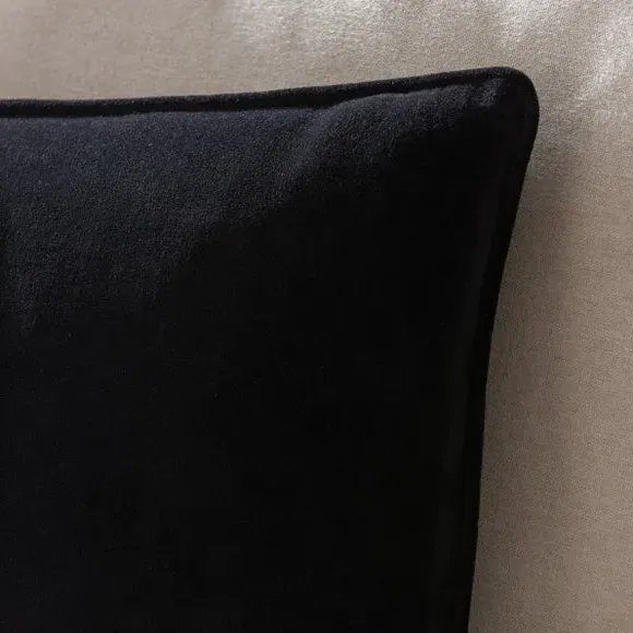 Rectangular Cushion Cover - Black, Cotton Velvet