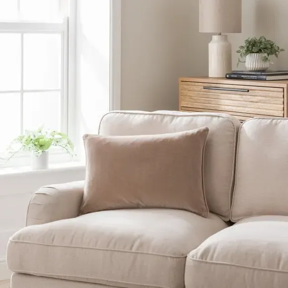 Rectangular Cushion Cover - Natural, Cotton Velvet