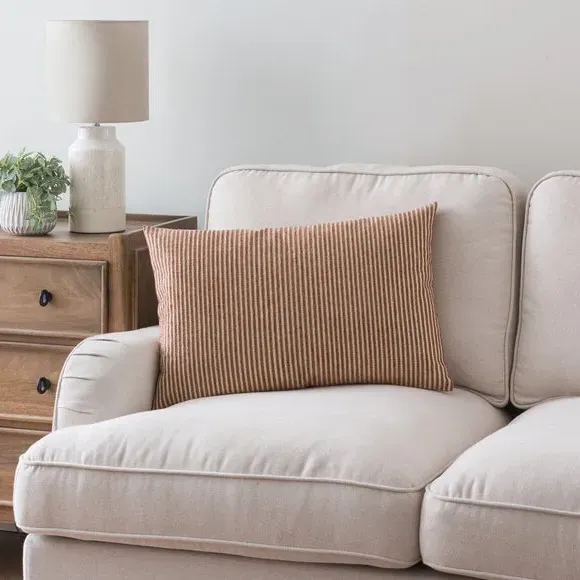 Rectangular Cushion Cover Striped - Chestnut, Chenille