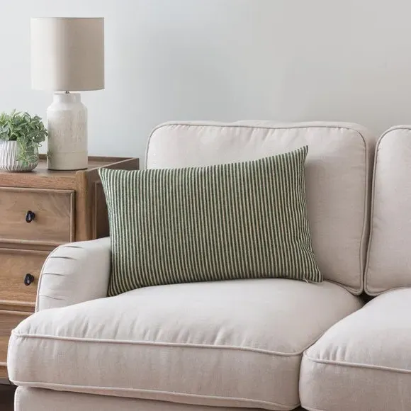 Rectangular Cushion Cover Striped - Forest, Chenille