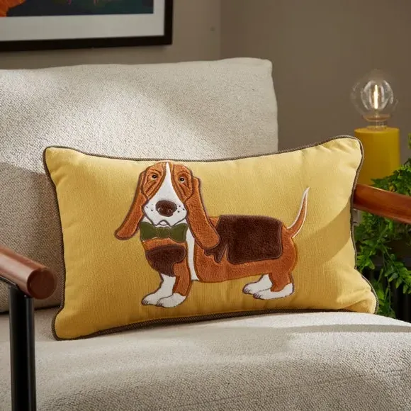 Rectangular Cushion with Dog Design - Multicolor image