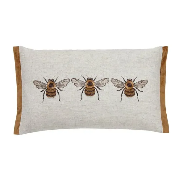 Rectangular Cushion with Embroidery - Natural