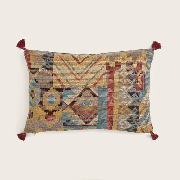 Rectangular Cushion with Feather Fill - Red, Chenille