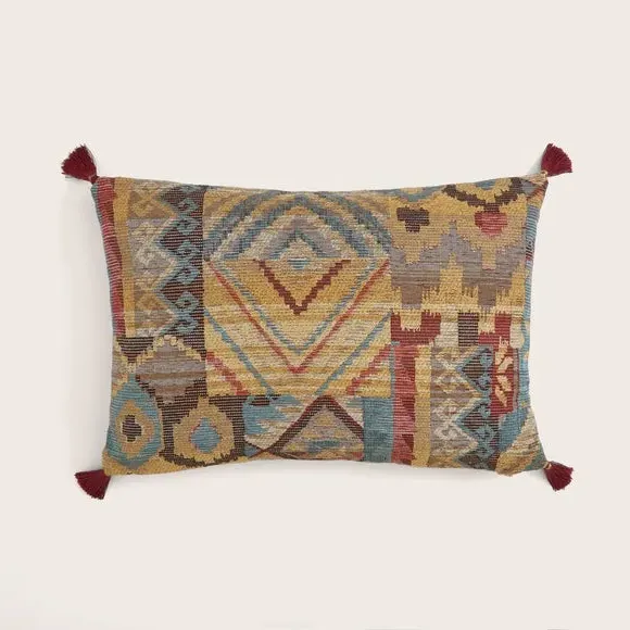 Rectangular Cushion with Feather Fill - Red, Chenille