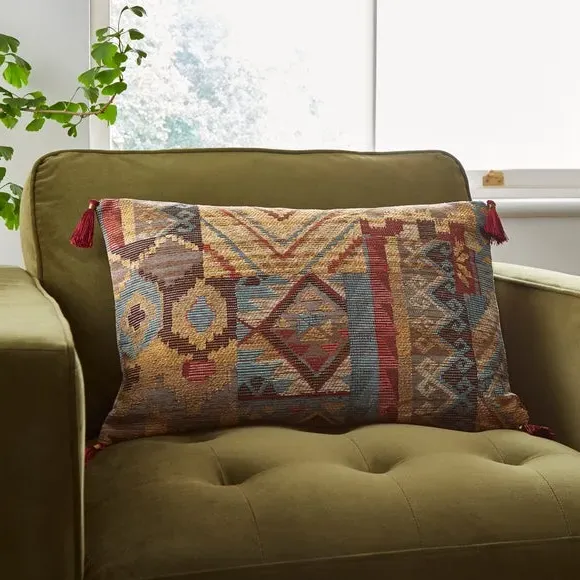 Rectangular Cushion with Feather Fill - Red, Chenille image