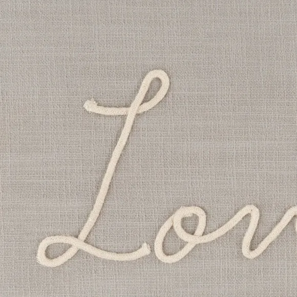 Rectangular Cushion with Love Lettering - Grey