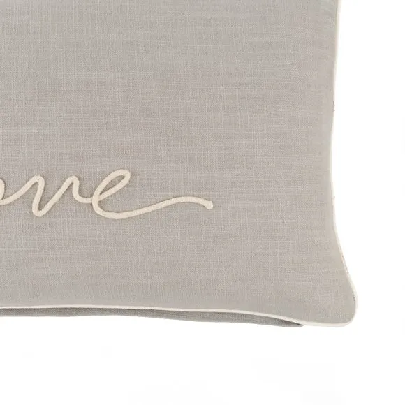 Rectangular Cushion with Love Lettering - Grey