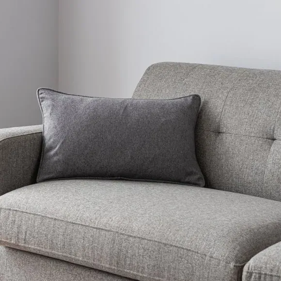Rectangular Cushion with Piped Edge - Charcoal