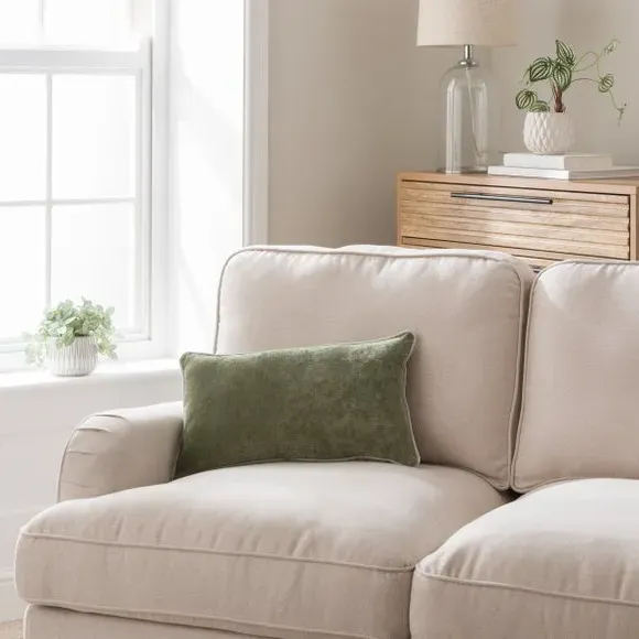 Rectangular Cushion with Piped Edge - Olive, Velour image