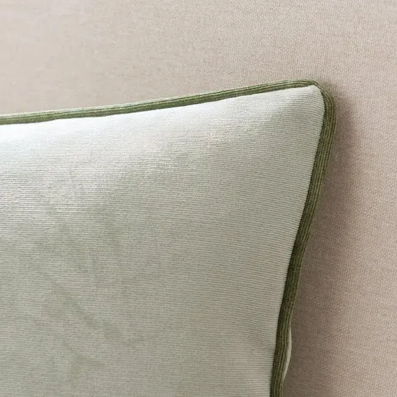 Rectangular Cushion with Piped Edge - Sage, Velour