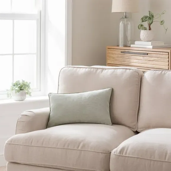 Rectangular Cushion with Piped Edge - Sage, Velour