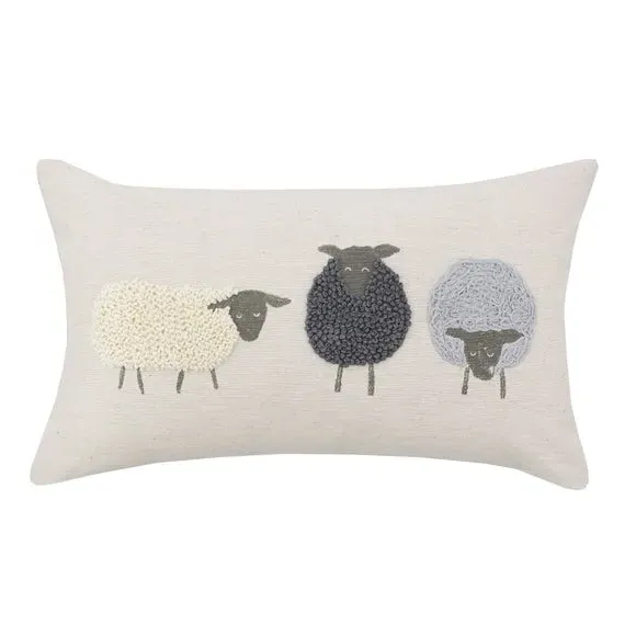 Rectangular Cushion with Sheep Design - Natural image