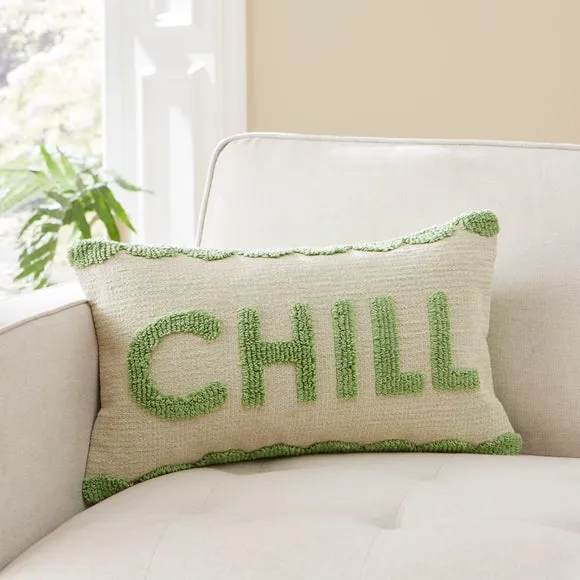Rectangular Cushion with Slogan - Green, Polyester image