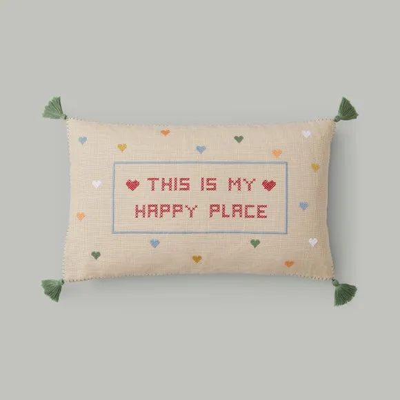 Rectangular Cushion with Tassels - Multicolor