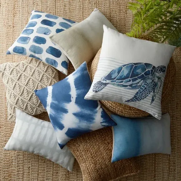 Rectangular Cushion with Zip Cover - Blue