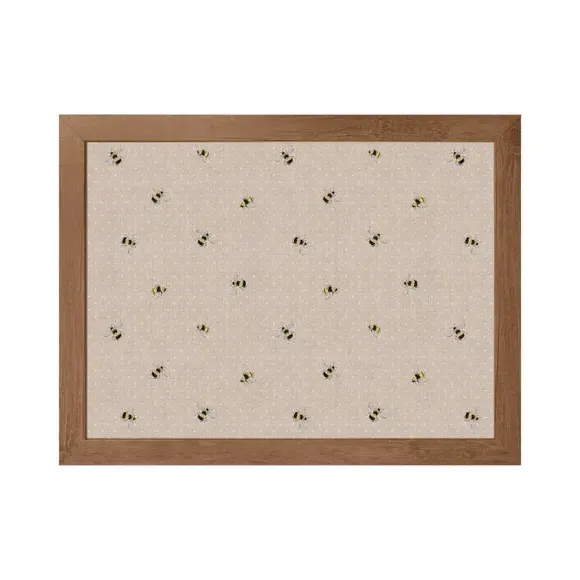 Rectangular Lap Tray with Design - Cream