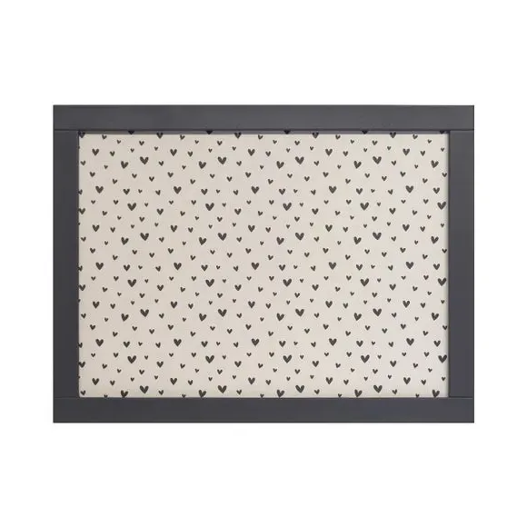 Rectangular Lap Tray with Hearts - Black/White