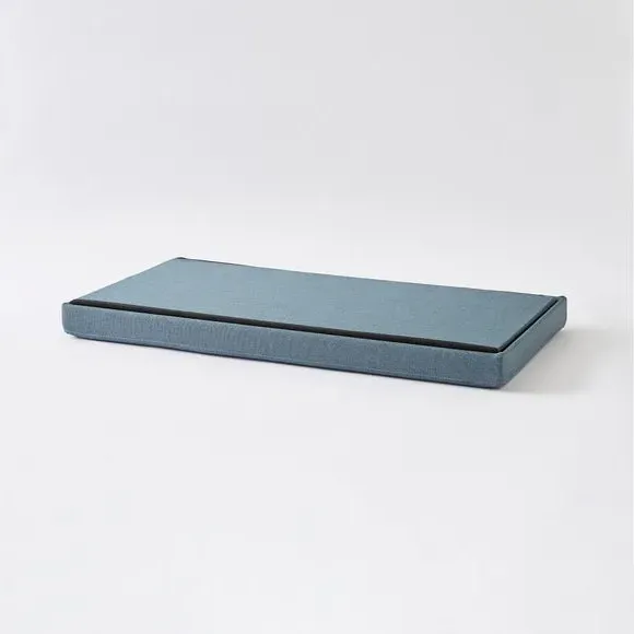 Rectangular Storage Ottoman - Blue, Faux Linen